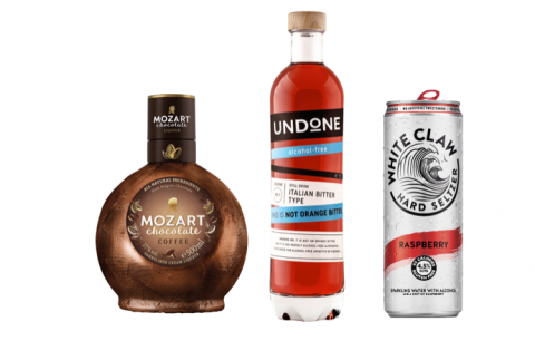 Die drei aktuellen Innovationen aus dem Hause Top Spirit: Mozart Liqueur, Undone und White Claw-Hard Seltzer