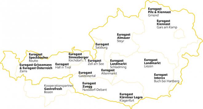Eurogast Landkarte mit den neuen Standorten