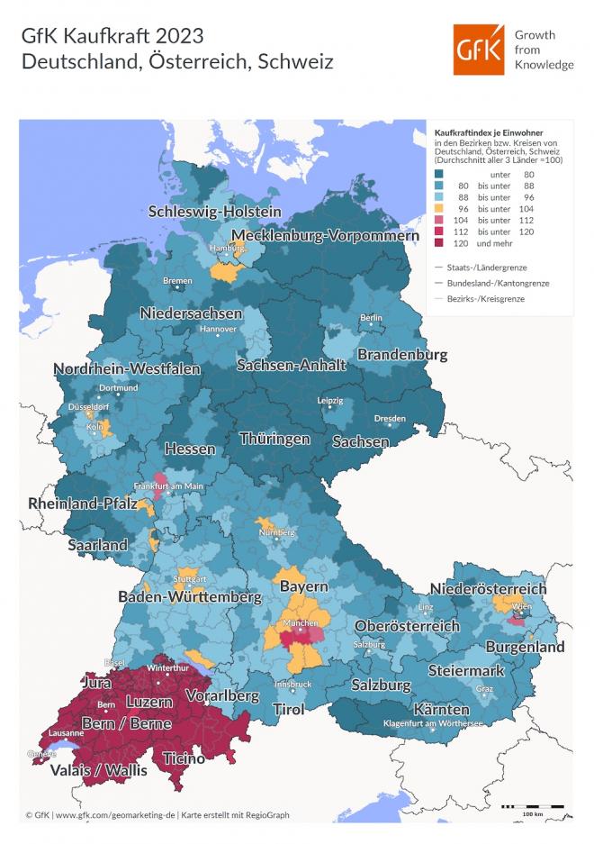 Kaufkraft in Deutschland, Österreich, Schweiz