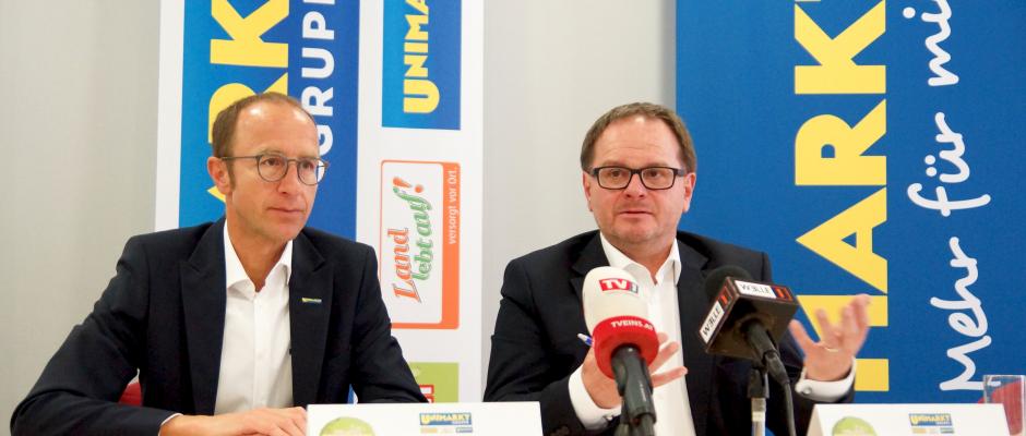 Dkfm. Andreas Haider, (li.) und Mag. Robert Knöbl, beide Geschäftsführer der Unimarkt Gruppe