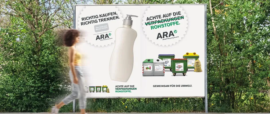 Mit einer österreichweiten Out-of-Home-Kampagne schärft die ARA gemeinsam mit Partner-Unternehmen das Bewusstsein der Österreicher:innen für die Kreislaufwirtschaft.