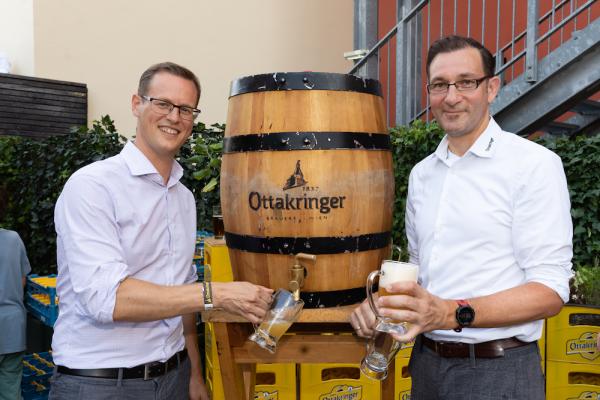 Die Geschäftsführer der Ottakringer Brauerei, Harald Mayer (li.) und Tobias Frank.