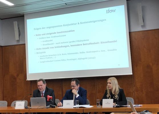 Bericht zum Handel 2023 in der WKO: v.l.: Peter Voithofer, Rainer Trefelik, Iris Thalbauer