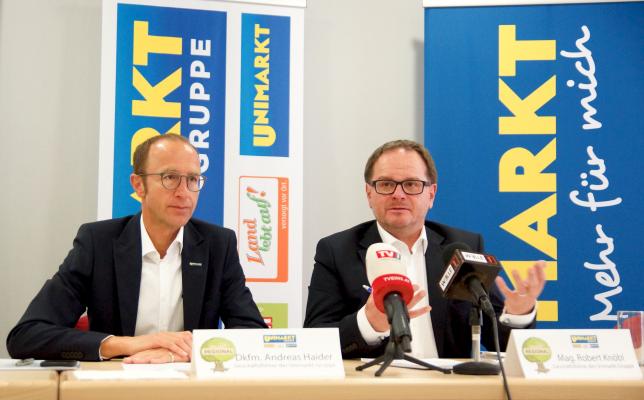 Dkfm. Andreas Haider, (li.) und Mag. Robert Knöbl, beide Geschäftsführer der Unimarkt Gruppe