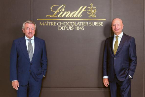 Ernst Tanner, Exekutiver Verwaltungsratspräsident, und Dr. Dieter Weisskopf, CEO der Lindt & Sprüngli Gruppe, am Hauptsitz von Lindt & Sprüngli in Kilchberg, Schweiz.