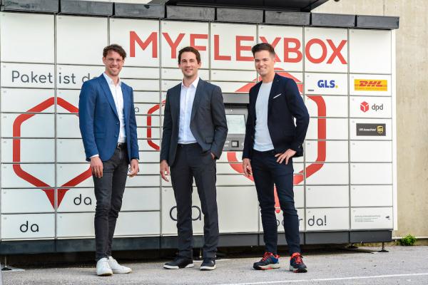 v.l.n.r.: Die drei Gründer der MYFLEXBOX Lukas Wieser, Jonathan Grothaus und Peter Klima. Das Unternehmen expandiert nach Deutschland.