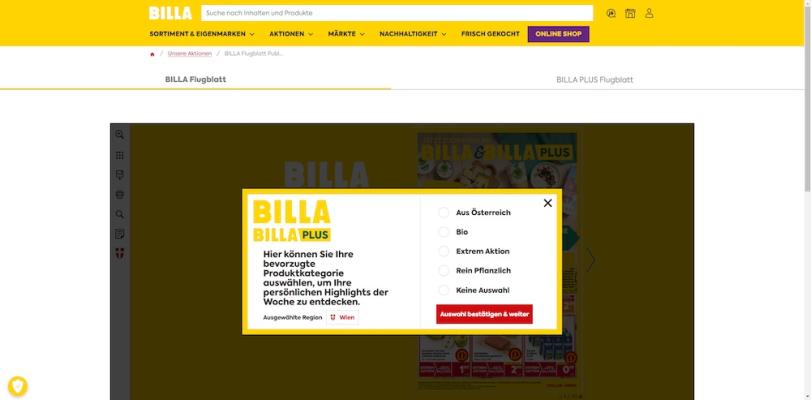 Billa erweitert digitales Flugblatt