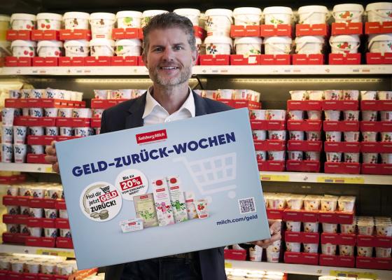 Florian Schwap, Head of Marketing & Innovation, freut sich über den Start der SalzburgMilch Geld-Zurück-Wochen