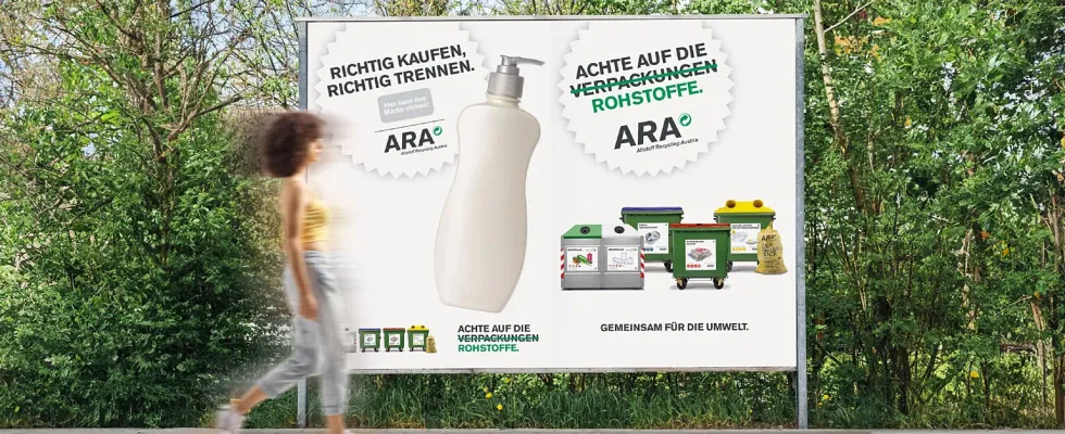 Mit einer österreichweiten Out-of-Home-Kampagne schärft die ARA gemeinsam mit Partner-Unternehmen das Bewusstsein der Österreicher:innen für die Kreislaufwirtschaft.